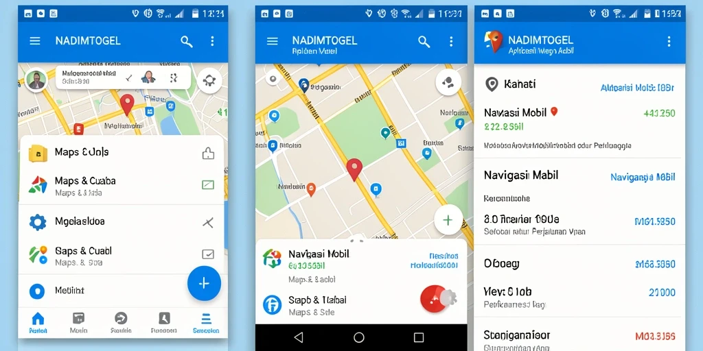 Antarmuka aplikasi NADIMTOGEL menampilkan peta navigasi yang jelas dan informatif.