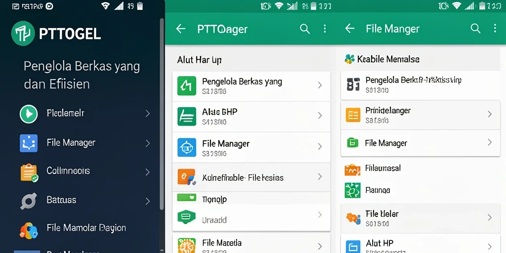 Antarmuka PTTOGEL yang sederhana dan fungsional untuk pengelolaan file.