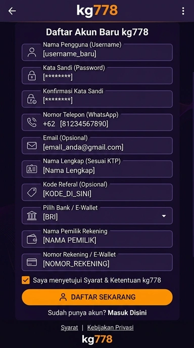 Panduan Registrasi Akun Baru kg778 untuk Pengguna Android